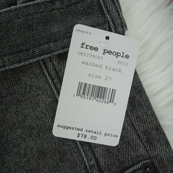 FREE PEOPLE Mini Skirt East Of Eden Denim Washed Black Belted NWT 27 - Picture 6 of 11